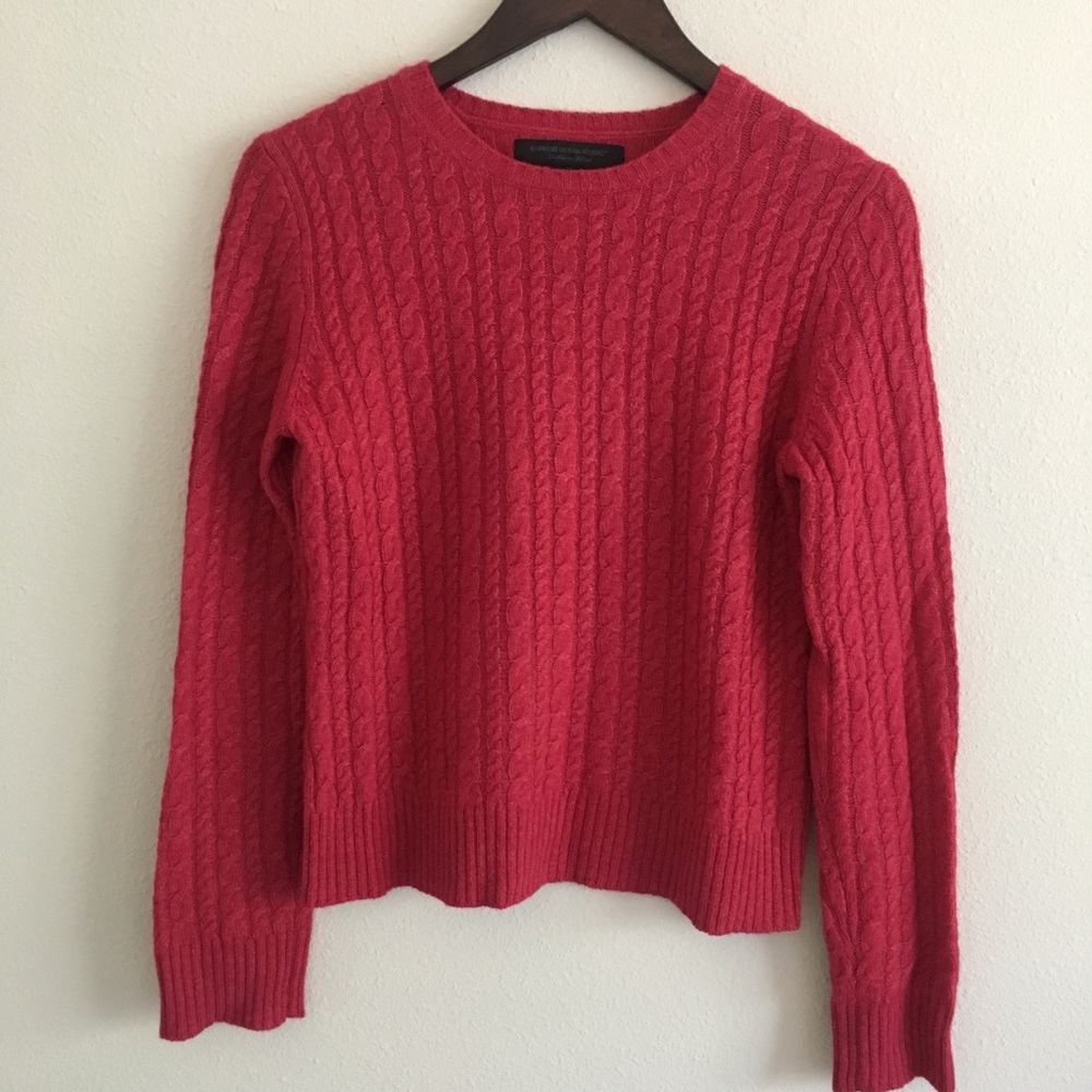 Express M Cashmere Wool Blend Sweater Dark Pink
